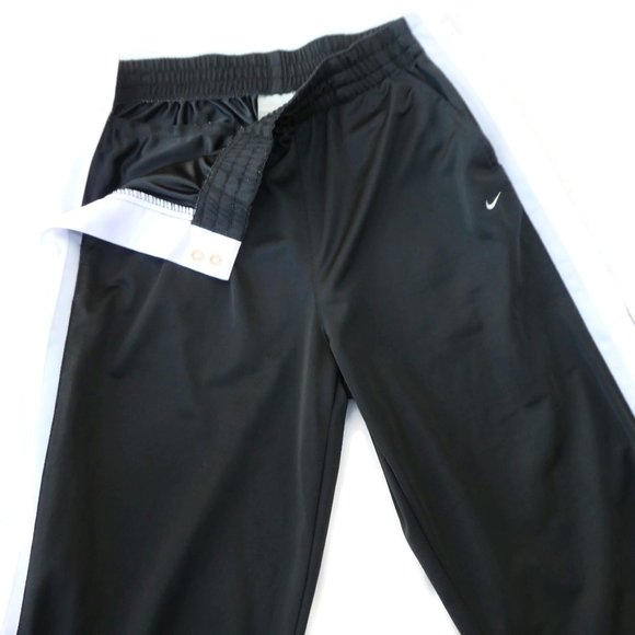 Vintage 90s Nike Black Snap Tear Away Track Pants Stripe White Grey XL 16 - Picture 2 of 9